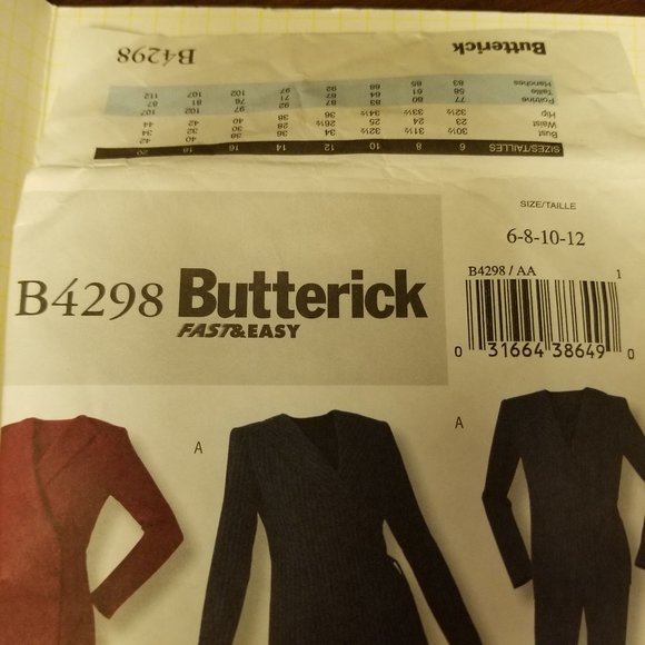 ✅B4298 Butterick Jacket Dress Skirt Pants Pattern S - Picture 2 of 6